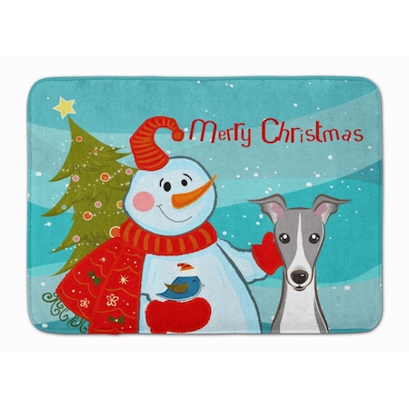 Carolines Treasures Snowman with Italian Greyhound Machine Washable Memory Foam Mat BB1856RUG